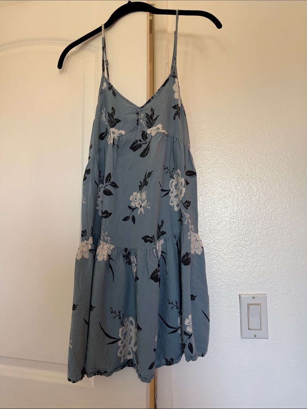 Urban Outfitters Blue Floral Tiered Mini Dress